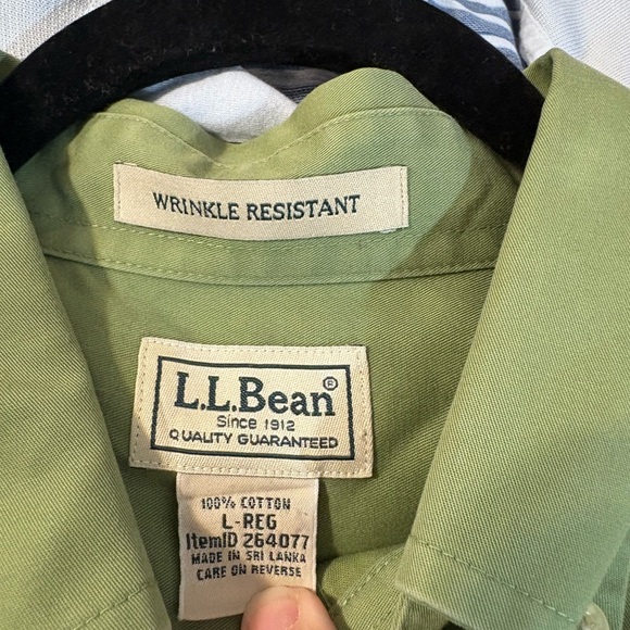 LL Bean Shirt Mens L Reg Long Sleeve Button Down Collar Lime Green with pocket - Picture 3 of 7
